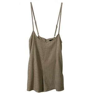Forever 21 Olive Cream Houndstooth Romper Short Overalls